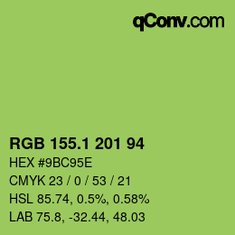 カラーコード: RGB 155.1 201 94 | qconv.com