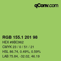 カラーコード: RGB 155.1 201 98 | qconv.com