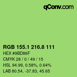 カラーコード: RGB 155.1 216.8 111 | qconv.com
