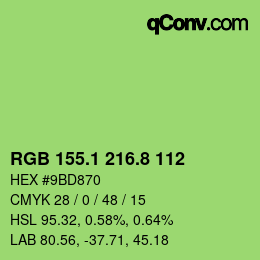 カラーコード: RGB 155.1 216.8 112 | qconv.com