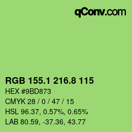 カラーコード: RGB 155.1 216.8 115 | qconv.com