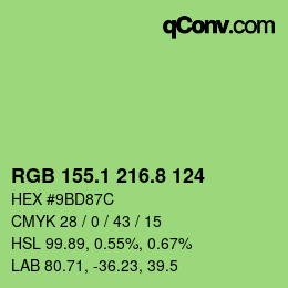 カラーコード: RGB 155.1 216.8 124 | qconv.com