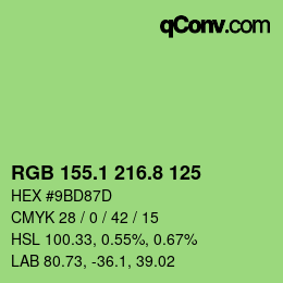 カラーコード: RGB 155.1 216.8 125 | qconv.com