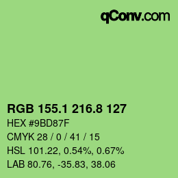カラーコード: RGB 155.1 216.8 127 | qconv.com
