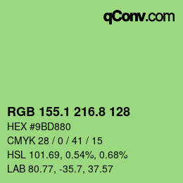 カラーコード: RGB 155.1 216.8 128 | qconv.com