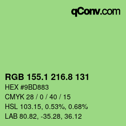 カラーコード: RGB 155.1 216.8 131 | qconv.com
