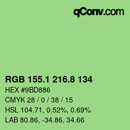 カラーコード: RGB 155.1 216.8 134 | qconv.com