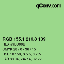 カラーコード: RGB 155.1 216.8 139 | qconv.com