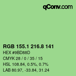カラーコード: RGB 155.1 216.8 141 | qconv.com