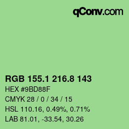 カラーコード: RGB 155.1 216.8 143 | qconv.com