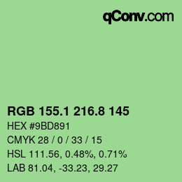 カラーコード: RGB 155.1 216.8 145 | qconv.com