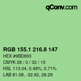 カラーコード: RGB 155.1 216.8 147 | qconv.com