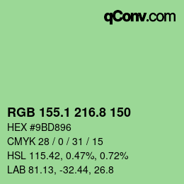 カラーコード: RGB 155.1 216.8 150 | qconv.com