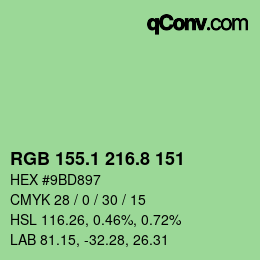 カラーコード: RGB 155.1 216.8 151 | qconv.com