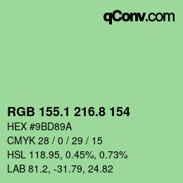 カラーコード: RGB 155.1 216.8 154 | qconv.com