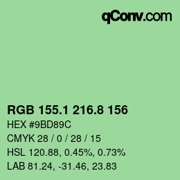 カラーコード: RGB 155.1 216.8 156 | qconv.com
