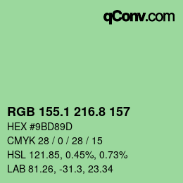 カラーコード: RGB 155.1 216.8 157 | qconv.com