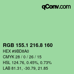 カラーコード: RGB 155.1 216.8 160 | qconv.com