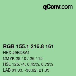 カラーコード: RGB 155.1 216.8 161 | qconv.com