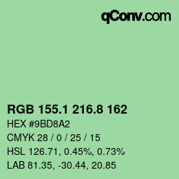 Color code: RGB 155.1 216.8 162 | qconv.com