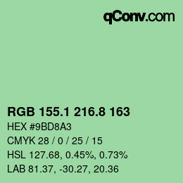 カラーコード: RGB 155.1 216.8 163 | qconv.com