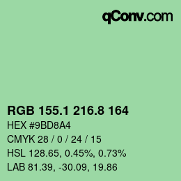 カラーコード: RGB 155.1 216.8 164 | qconv.com