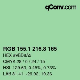 カラーコード: RGB 155.1 216.8 165 | qconv.com