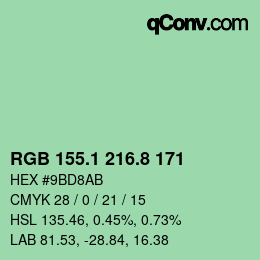 カラーコード: RGB 155.1 216.8 171 | qconv.com