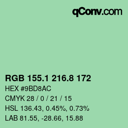 Color code: RGB 155.1 216.8 172 | qconv.com