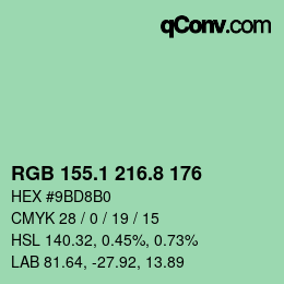 Color code: RGB 155.1 216.8 176 | qconv.com