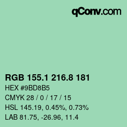 Color code: RGB 155.1 216.8 181 | qconv.com