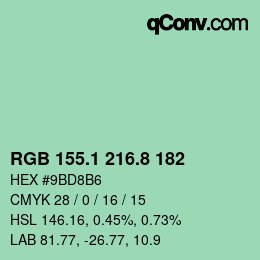 Color code: RGB 155.1 216.8 182 | qconv.com