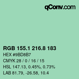 カラーコード: RGB 155.1 216.8 183 | qconv.com