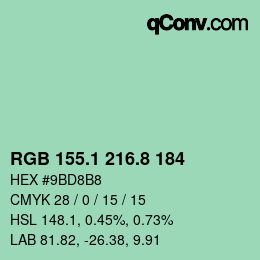 カラーコード: RGB 155.1 216.8 184 | qconv.com