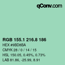 Color code: RGB 155.1 216.8 186 | qconv.com