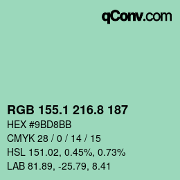 カラーコード: RGB 155.1 216.8 187 | qconv.com