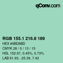 カラーコード: RGB 155.1 216.8 189 | qconv.com
