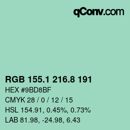 Color code: RGB 155.1 216.8 191 | qconv.com