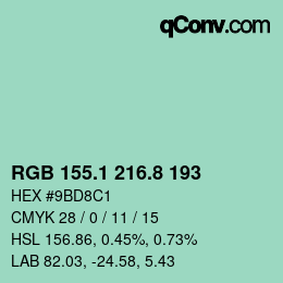カラーコード: RGB 155.1 216.8 193 | qconv.com