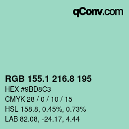 カラーコード: RGB 155.1 216.8 195 | qconv.com