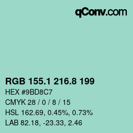 カラーコード: RGB 155.1 216.8 199 | qconv.com