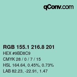 Color code: RGB 155.1 216.8 201 | qconv.com