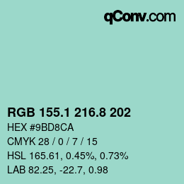 Color code: RGB 155.1 216.8 202 | qconv.com