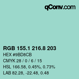 カラーコード: RGB 155.1 216.8 203 | qconv.com