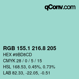 Color code: RGB 155.1 216.8 205 | qconv.com