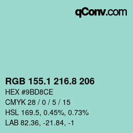 Color code: RGB 155.1 216.8 206 | qconv.com