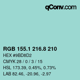 Color code: RGB 155.1 216.8 210 | qconv.com