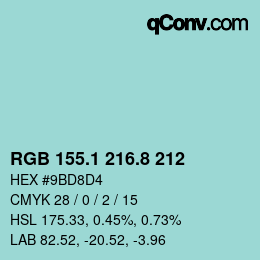 Farbcode: RGB 155.1 216.8 212 | qconv.com