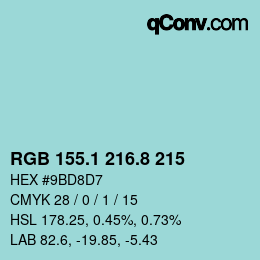 Código de color: RGB 155.1 216.8 215 | qconv.com