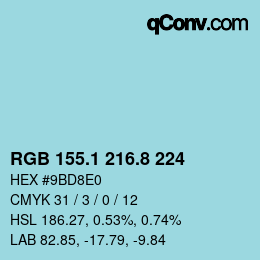 Color code: RGB 155.1 216.8 224 | qconv.com